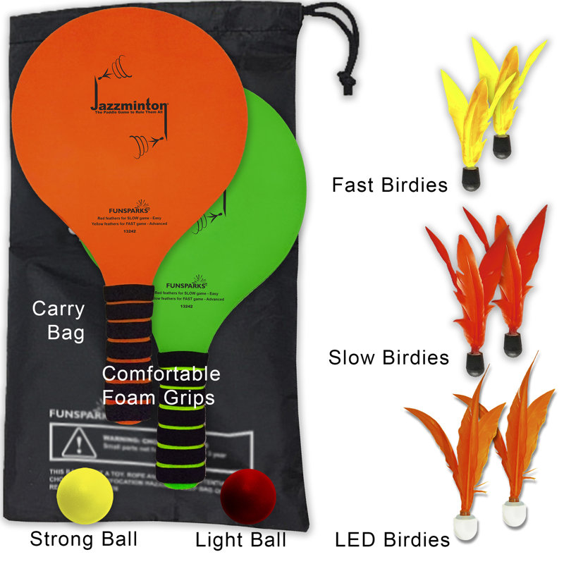 Funsparks LLC Solid + Manufactured Wood Paddle Ball with Carrying Case