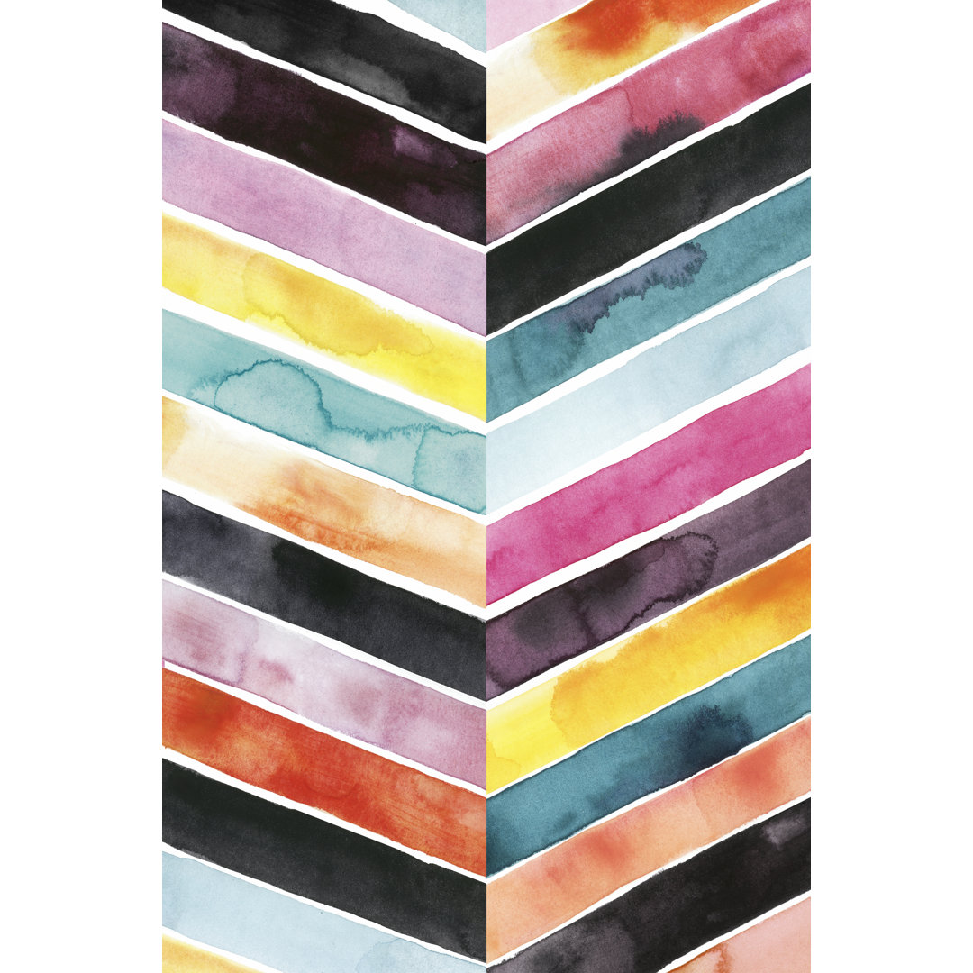 Leinwandbild Lebendige Aquarellfarbe Chevron II