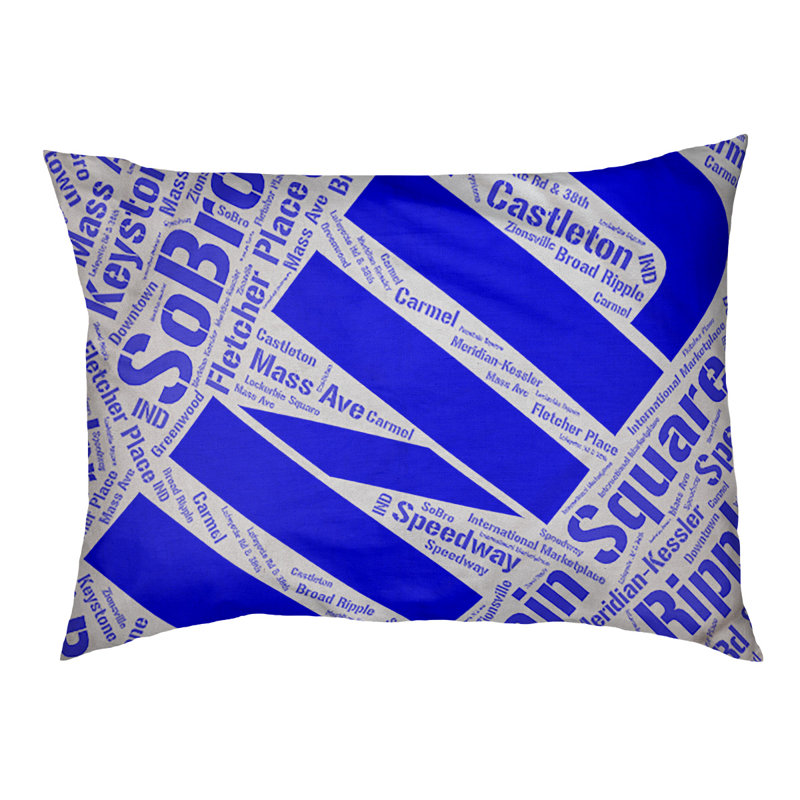 Coussin de chien « districts », Moyen (H 9,5 po x l 28 po x P 18 po), Bleu, Indianapolis