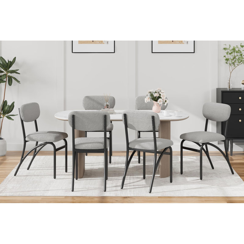 Modern Upholstered Kitchen Dining Room Chairs Set of 4, Dining Chairs with Arched Metal Legs for Kitchen Living Room, Gray