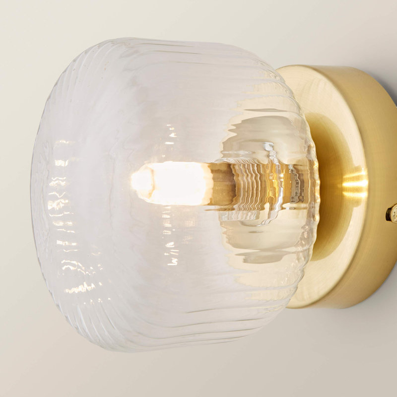 Allea Flush Mounted Sconce, 1, Clear, Brushed Gold