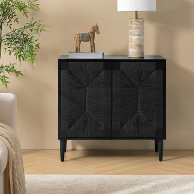 Carreiro 32"W Woven Transitional 2-Door Accent Cabinet