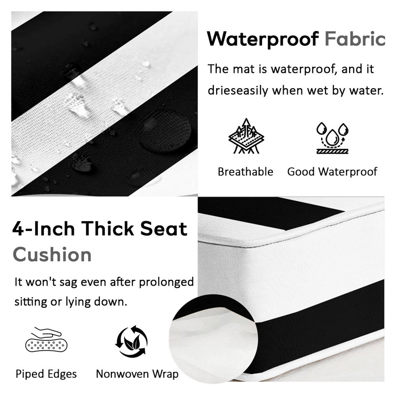 14-Piece Outdoor Sectional Cushions, Waterproof Seat/Back Cushion For Patio Furniture, 4" Thick Replacement Set