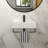 Wall-Mounted Rectangular Ceramic Sink, Bathroom Sink With Towel Bar Overflow And Faucet-120248595