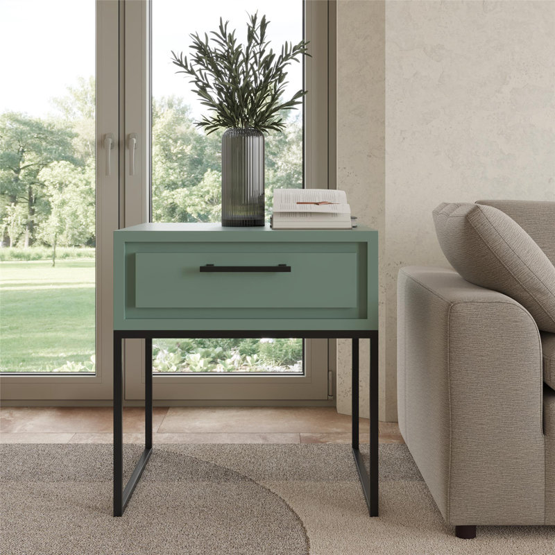 Arnay 1-Drawer End Table, Sage Green