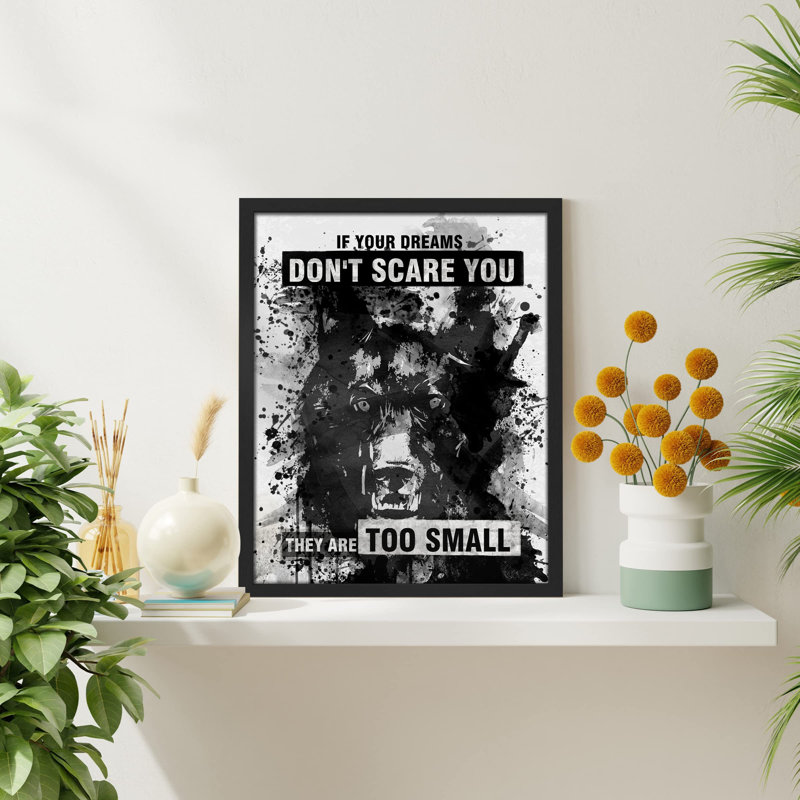 «Your Dream Lone Wolf Wild Animals Dark Cold Ink Stroke» sur papier, H 10 po x l 8 po, Noir