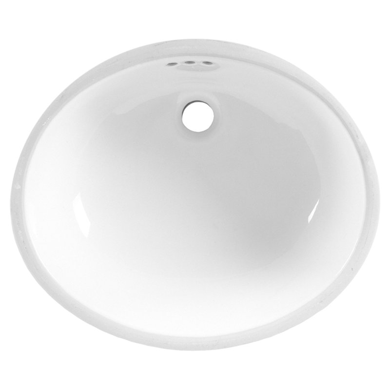 White Ceramic Oval Undermount Bathroom Sink with Overflow