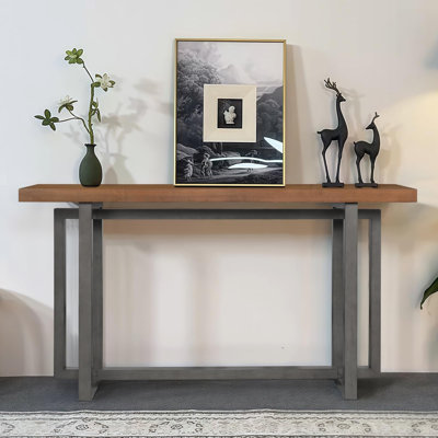Console étroite 59 po - Pieds rectangulaires en bois d'hévéa