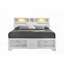 Structure de grand lit Soul avec tiroirs de pied de lit et tablettes de tête de lit en bois blanc (aucun sommier requis, robuste et durable)-25011195