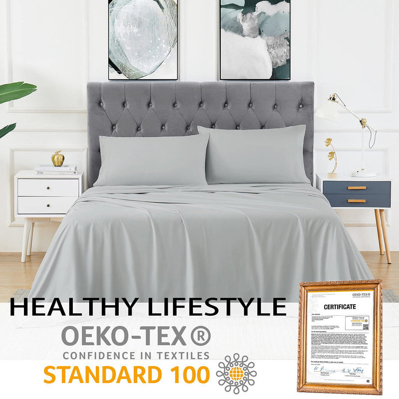 Cool Bamboo-Derived Bed Sheets & Pillowcase Set – Soft, Breathable, Deep Pocket