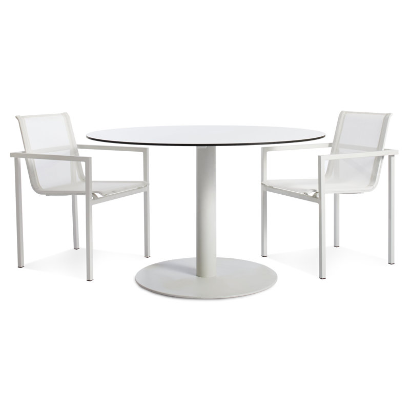 Skiff 2 - Person Patio Dining Set with Round Table, 47.2" x 47.2" x 29.1", White