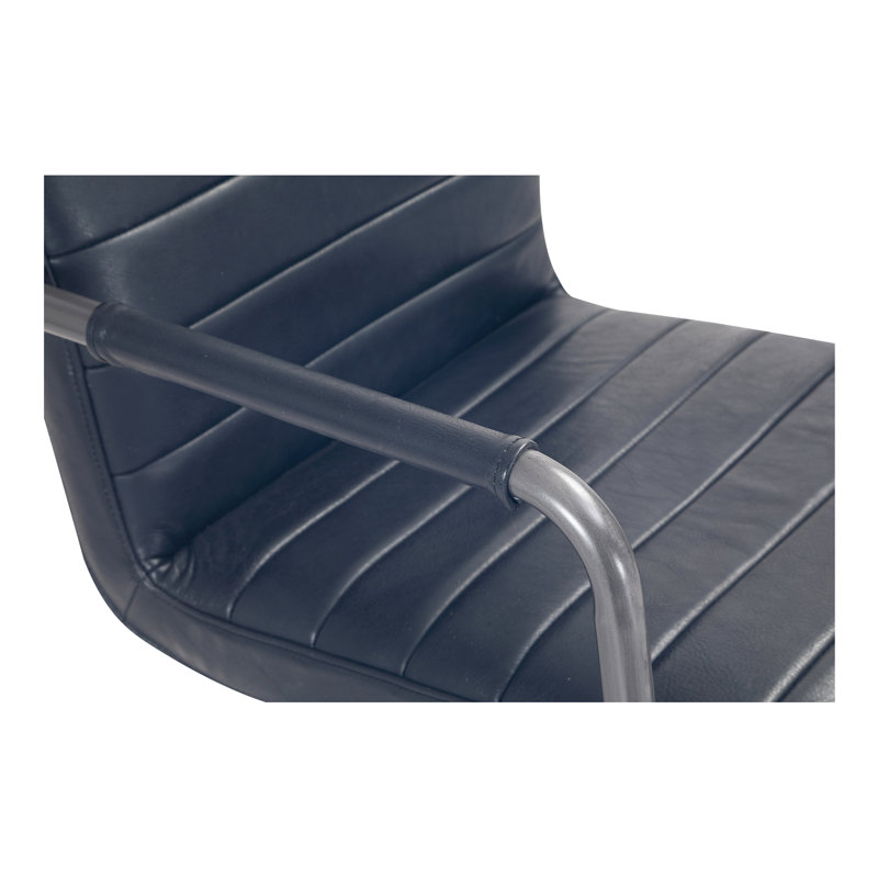 Roy Leather Swivel Office Chair, Dark Blue