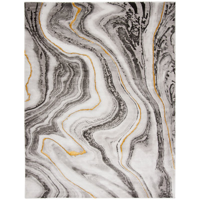 Tapis abstrait gris / doré Swindle
