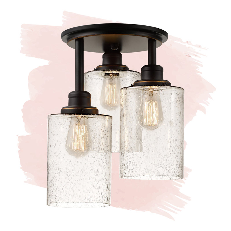 Tiarra Glass Semi Flush Mount, Oil Rubbed Bronze, Seeded Glass