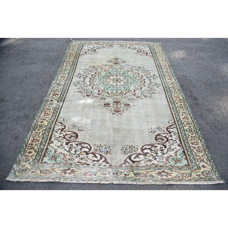 Tapis beige de luxe, tapis rétro, tapis turcs, tapis tendance, grands tapis de 5,9 x 9,2 pi