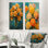 Hortensia orange et bleu qui fleurit en été I - ensemble de 2 impressions murales nature en métal