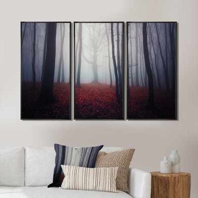 " Dark Spooky Misty Forest " 3 - Pieces