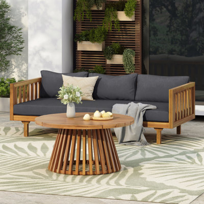 Ensemble de meubles de patio en bois d'acacia gris foncé foncé