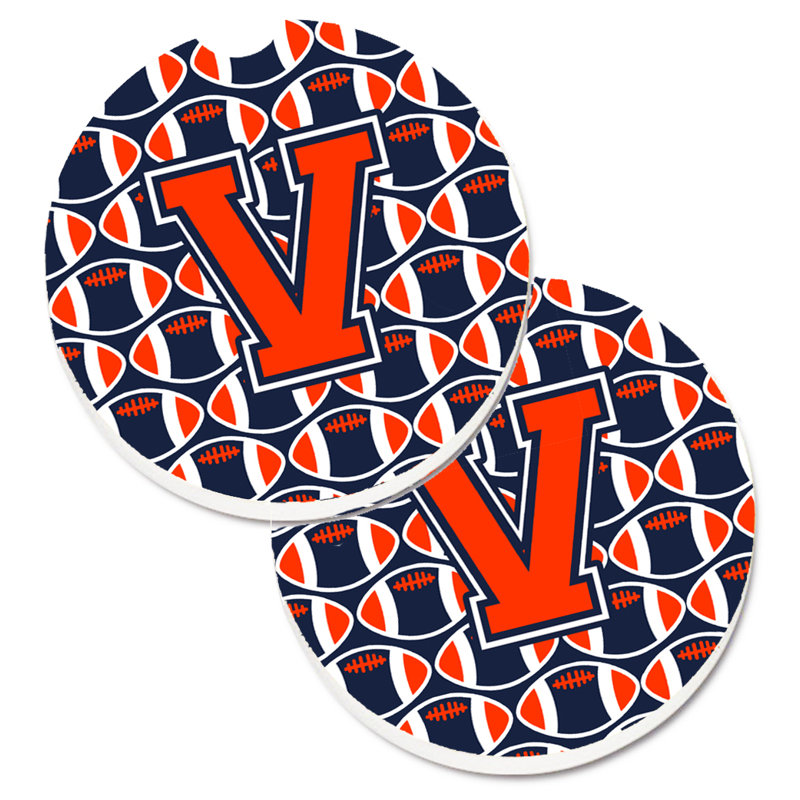 Sous-verre de football, V, Orange / bleu marine