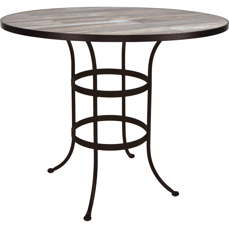 Outdoor Round Bar Table, Summit Gray, 42" W x 42" L x 42.5" H, Carbon Black