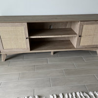 Linets Natural Rattan TV Console TV Stand for 65+ inch TV, 25 Tall Highboy Entertainment Center Bay Isle Home Color: Oak