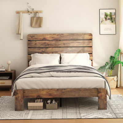 Base de lit, base de lit plateforme en bois, grand rangement sous le lit