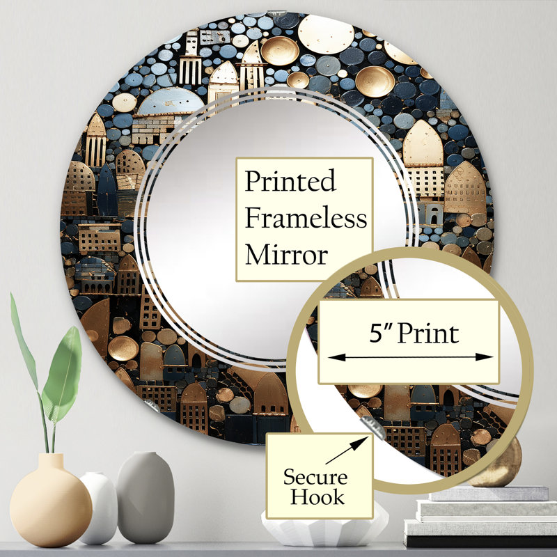 Arianell - Miroir mural moderne rond, 24 po x 24 po