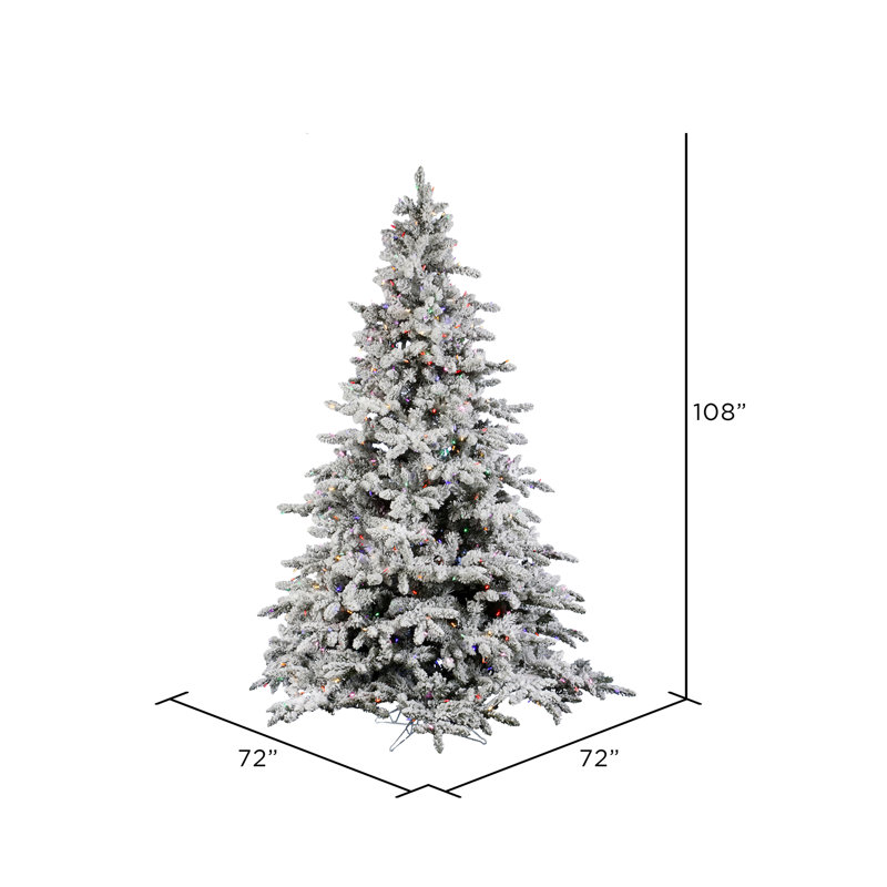 Utica Flocked Fir Artificial Christmas Tree with Multicolored Light, 9' H