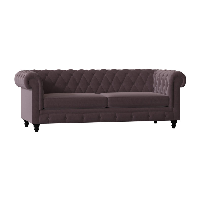 Canapé Chesterfield à accoudoirs roulés, 60 pouces, Noir, Huître Hamstead