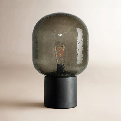 Bruce LED Table Lamp with Cement Base and Textured Glass Dome