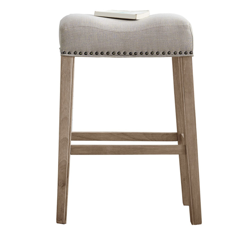 Ensemble de tabourets de comptoir rembourrés, Beige, Beige