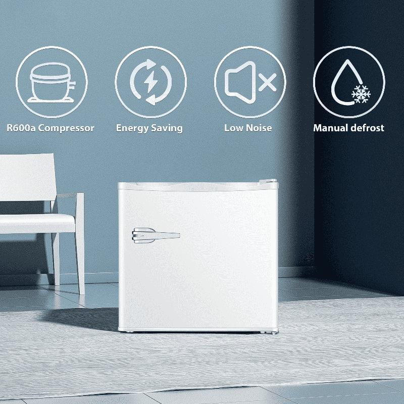  1.2 Cu.ft Compact Upright Mini Freezer - Red Design, 3-Level Thermostat, Quiet Operation, Handle & Shelves Included (Home/Office)