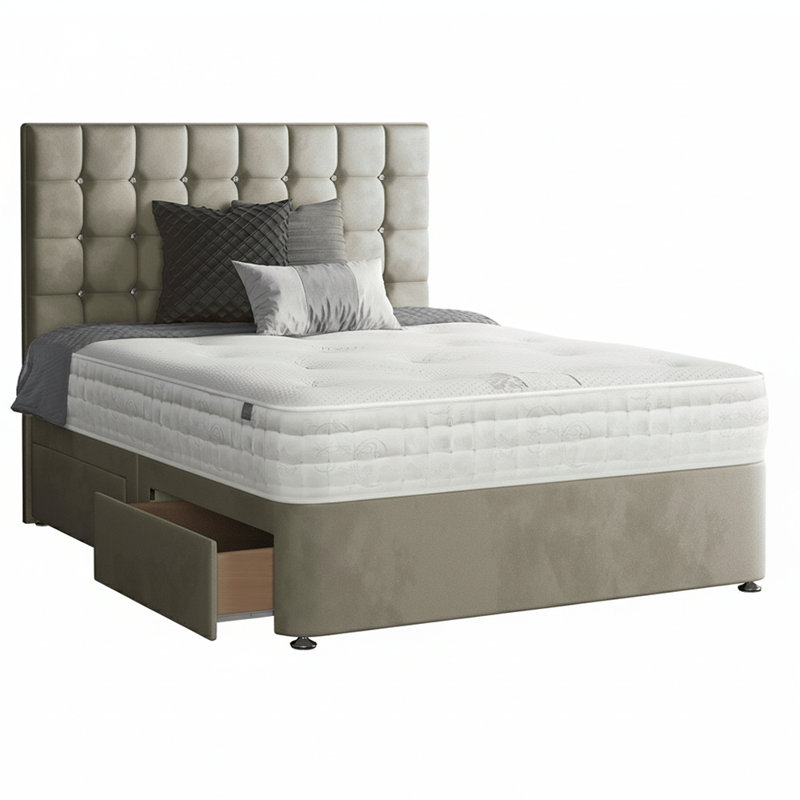 Galarza Upholstered Divan Bed, Single (3'), Coffee, 2 Left Drawers