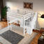 Lit mezzanine avec bureau en L, tiroirs de rangement et armoire, fabrication en bois de pin et en bois aggloméré, aucun sommier requis - Taille double-1960174704