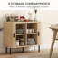 Buffet 35,4 ", armoire de rangement à lattes, chêne