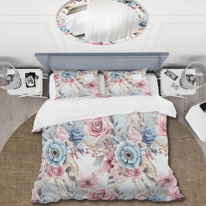 Ensemble de housse de couette rose et bleu Dreamcatchers Boho, Housse de couette pour grand lit et 2 taies décor