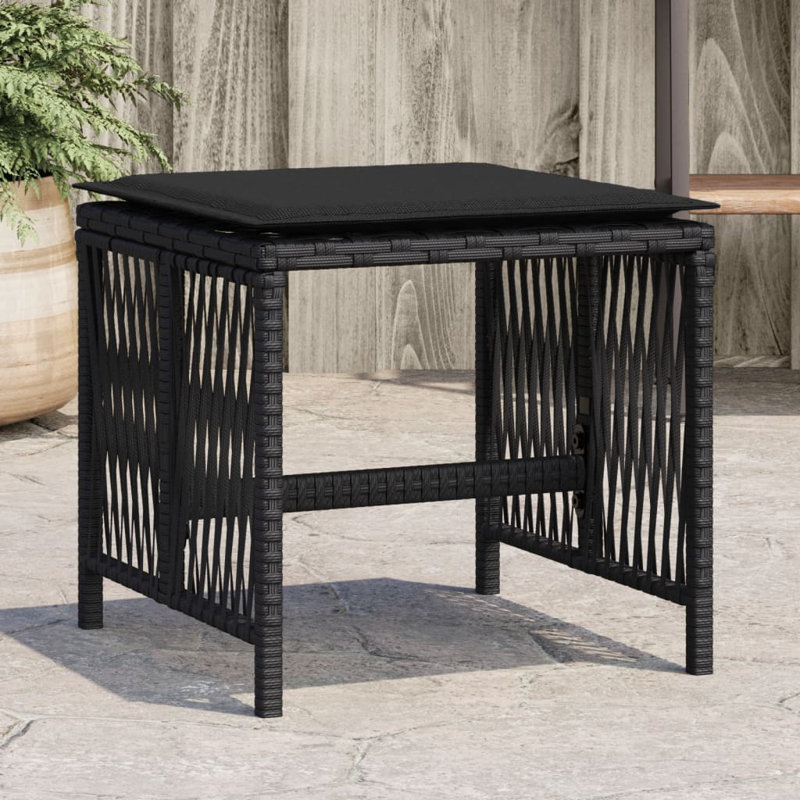Ensemble de 4 tabourets de jardin en rotin Vidaxl, Noir, Noir