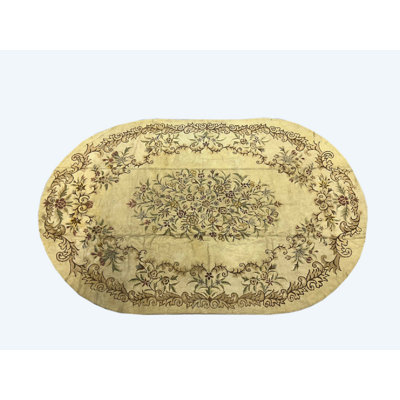 Aubusson Hand Knotted Wool Floral Rug