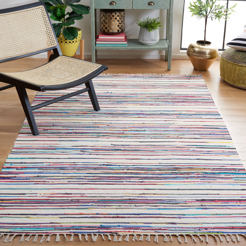 Tapis en coton tissé à la main Burks, Rectangle 6 pi x 9 pi