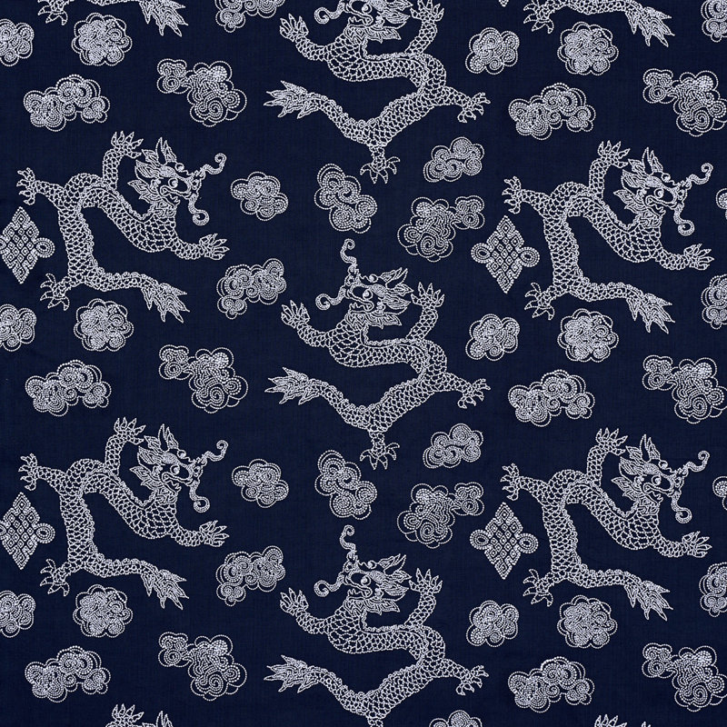 Dragon Embroidery Fabric, Navy