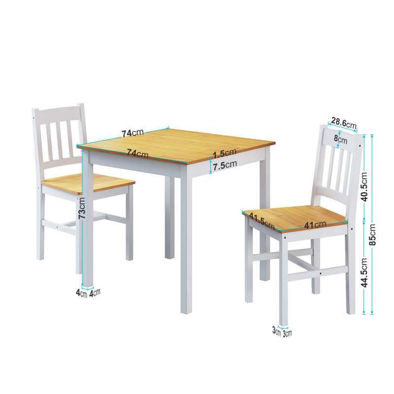 Briseno 2 - Person Dining Set, Brown, Brown/White
