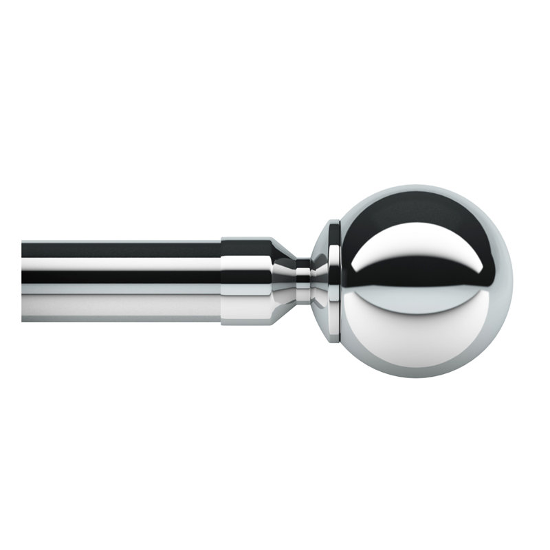 Parkton Chrome Adjustable 7.11cm Single Curtain Pole, 5cm H x 314cm W x 12cm D
