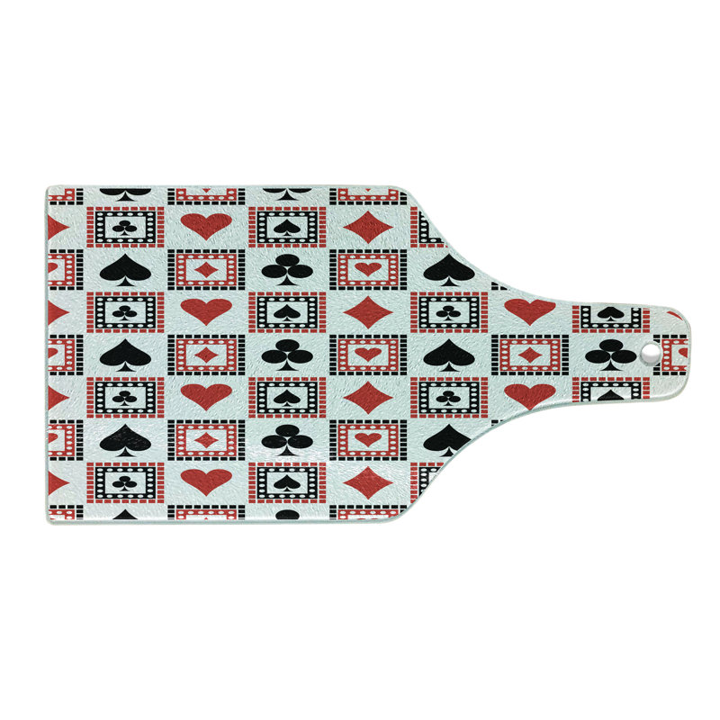 Scarlet and Black Casino Themed Tempered Glass Cutting Board