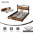 Bed Frame With 2-Tier Storage Headboard, Metal Platform Bed Frame With 4 Storage Drawers, Built In Charging Station And LED, Metal Support/No Box Spring Needed, Vintage Brown-41797378-41797404