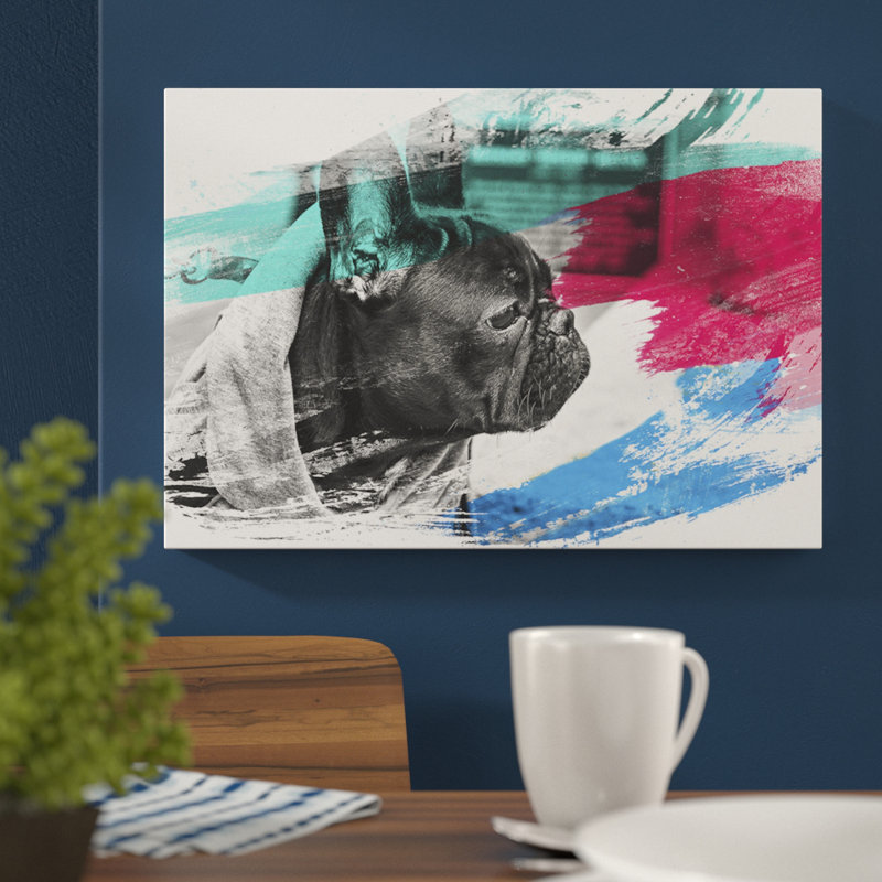 Black French Bulldog - Wrapped Canvas, 35cm H x 50cm W