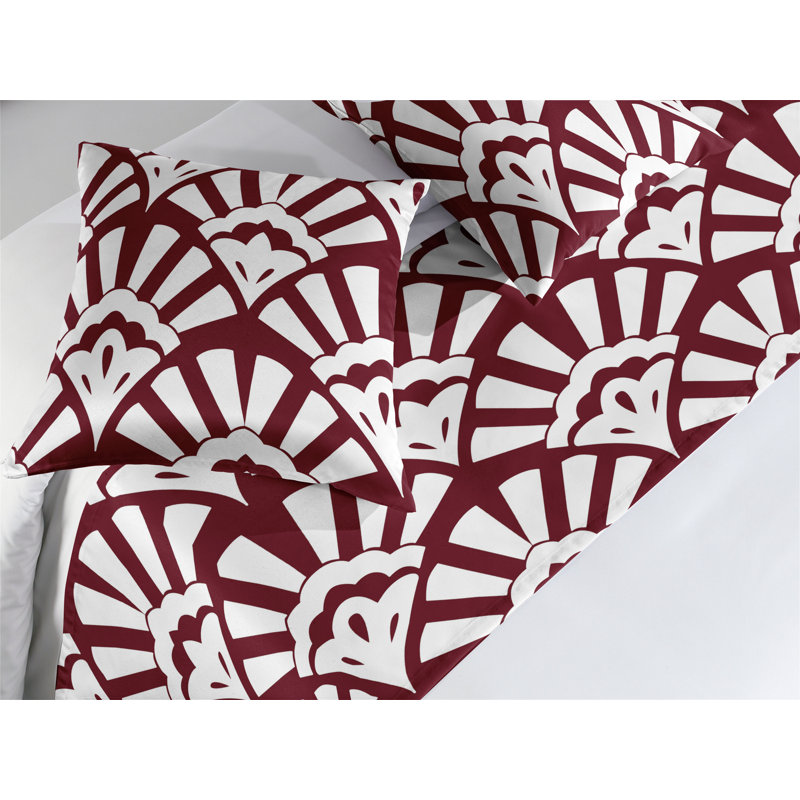 Ensemble de chemin de lit Ambesonne Art Deco Lady Fan Motif abstrait marron et blanc, Très grand