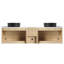 Ensemble de meuble-lavabo double mural 72 po avec lavabo vasque en céramique, portes à fermeture douce et tablette de rangement ouverte 72 po, finition chêne blanc américain-533088806