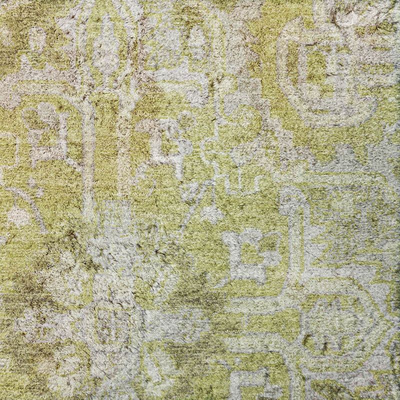 Tapis oriental à poils longs de qualité supérieure lavable à la machine ADS570, Aloe, 9' x 12'