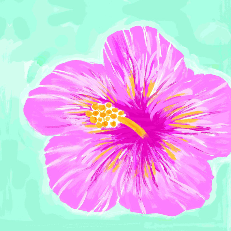 Hibiscus hawaïen - impression sur toile tendue, H 36 po x l 36 po