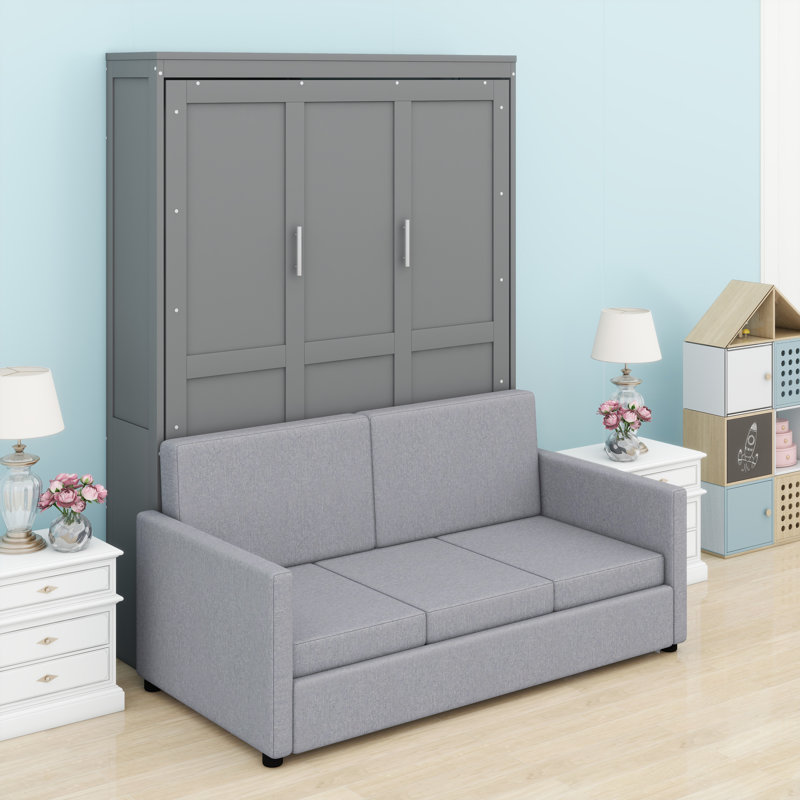 Space-Saving Murphy Wall Bed, Gray
